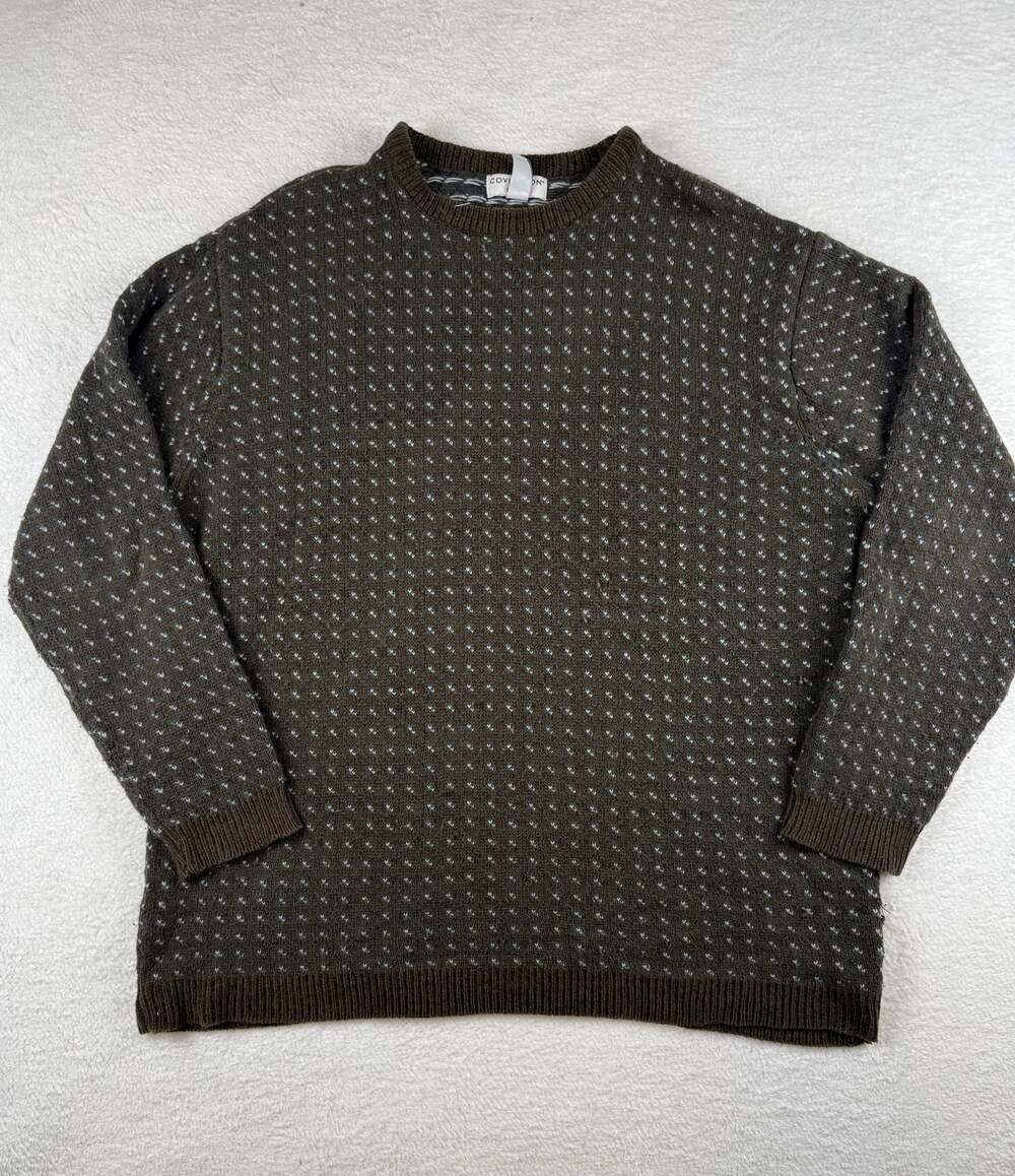 Covington Vintage Men's Brown Birdseye Pattern Crew Neck Sweater XL